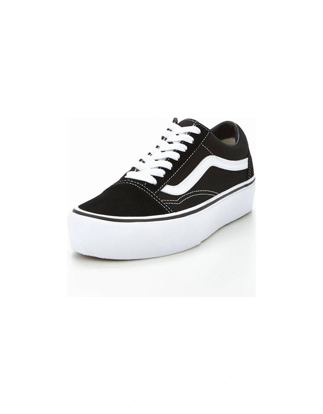 Vans Womens Old Skool Platform Trainers - Black/White, 2 of 1