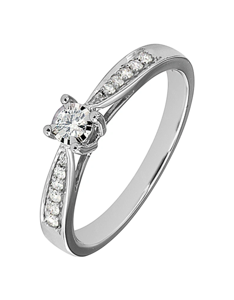 9ct White Gold 19 Point Diamond Engagement Ring